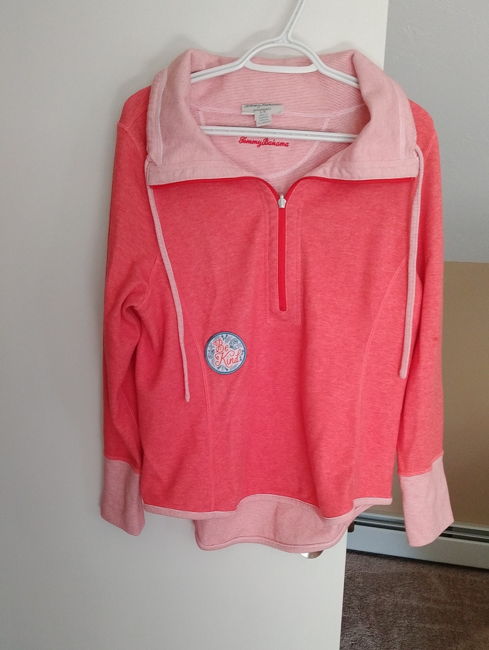 Tommy Bahama Coral Pink Half-Zip Pullover